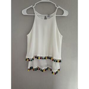 Ayla Summer Tank Top Women’s Small White‎ With Tassels